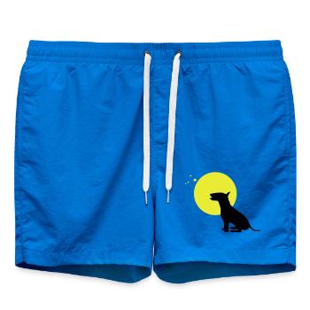 bull terrier dog moon - Swim Trunks - cobalt blue - Front