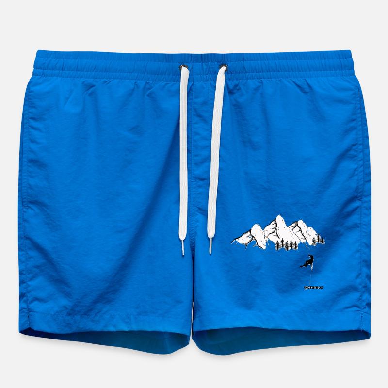 Snowy peaks and black climber - Swim Trunks - cobalt blue