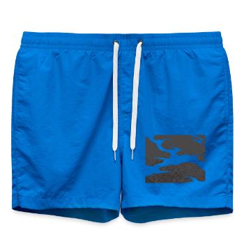 Gray Seigaiha – Japanese Wave Pattern  - Swim Trunks - cobalt blue - Front