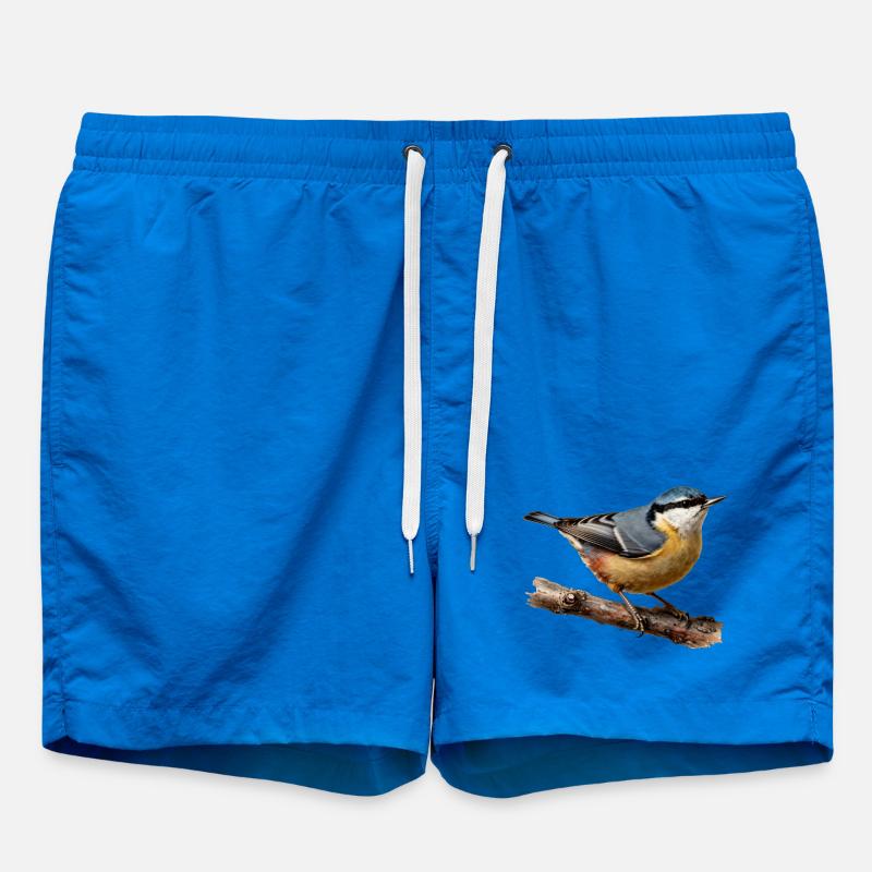 Nuthatch on branch - Swim Trunks - cobalt blue