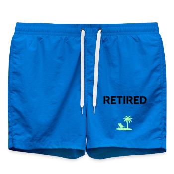 Retired Pension Palm Tree Beach - Swim Trunks - cobalt blue - Front