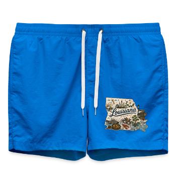 Louisiana Pelican State Vintage Reiseaufkleber - Badeshorts - Cobalt blue - Vorne - AI Model Male 185 light (185cm)