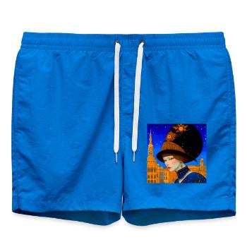 Fantastic person in mask at the Venetian carnival - Swim Trunks - cobalt blue - Front