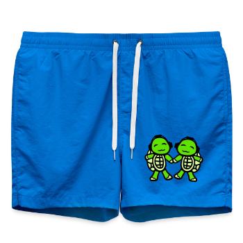 2 tortues mains tenant couple amour écouteurs - Short de bain - cobalt blue - Devant