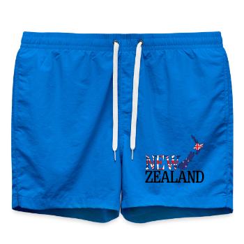 New Zealand Land Map New Zealand Flag - Swim Trunks - cobalt blue - Front
