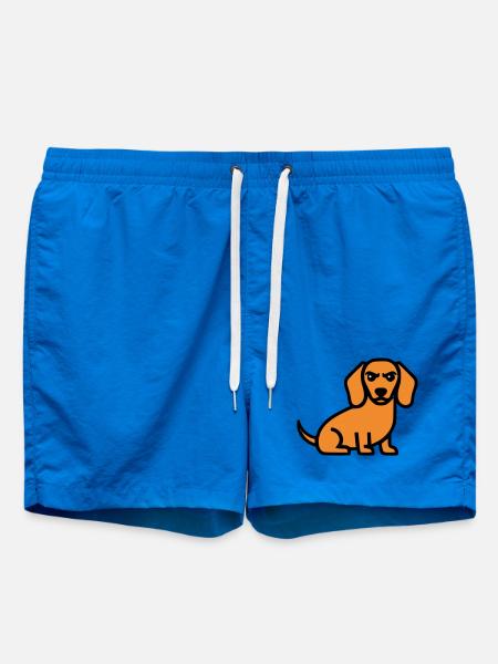 Dachshund Dog Brown Comic - Swim Trunks - cobalt blue