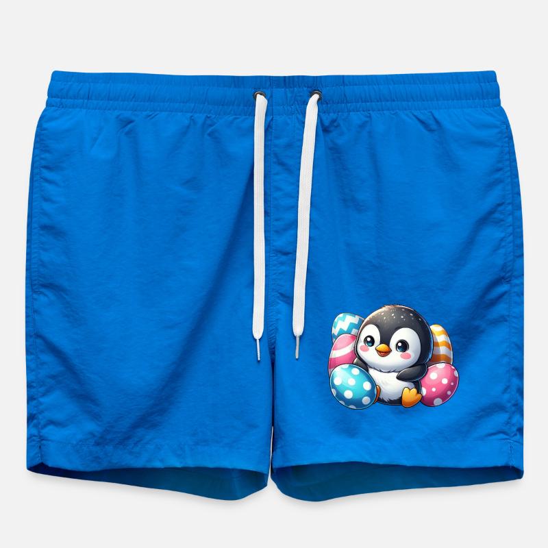 Cute Penguin Easter Cartoon Kids - Swim Trunks - cobalt blue