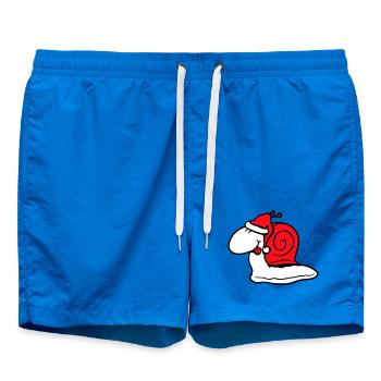 Snail Santa Claus Christmas Hat Gift - Swim Trunks - cobalt blue - Front