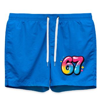 67 Colorful Six Seven Colorful Balloons - Swim Trunks - cobalt blue - Front