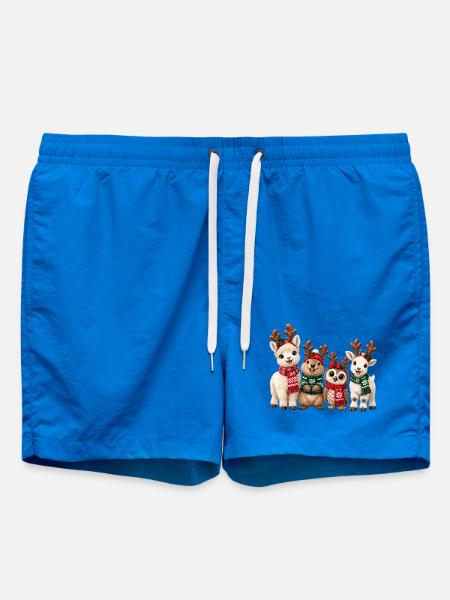 Lustige Weihnachtstiere mit Rentiergeweih - Badeshorts - Cobalt blue