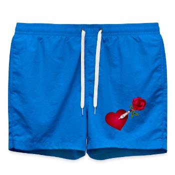 Dart arrow with rose and heart as a target - Swim Trunks - cobalt blue - Front
