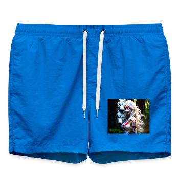 Whigt Wolf and Mytologie Girl - Swim Trunks - cobalt blue - Front