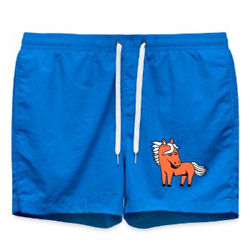 Pferd Süß Pony Fohlen Pferdemädchen Niedlich Comic - Badeshorts - Cobalt blue - Vorne
