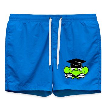 frog graduation high school diploma passed college cute - Swim Trunks - cobalt blue - Front