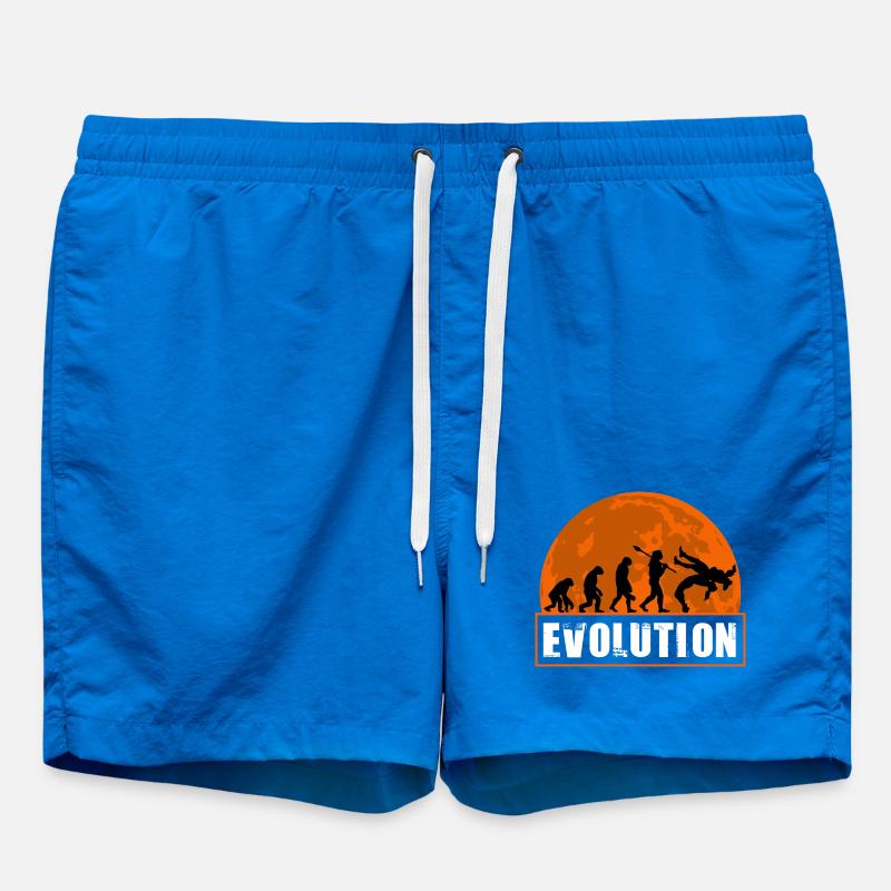 Wrestling Evolution Funny Combat Sports Grappling - Swim Trunks - cobalt blue