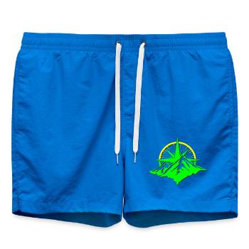 Compass With Mountain Silhouette - Swim Trunks - cobalt blue - Front