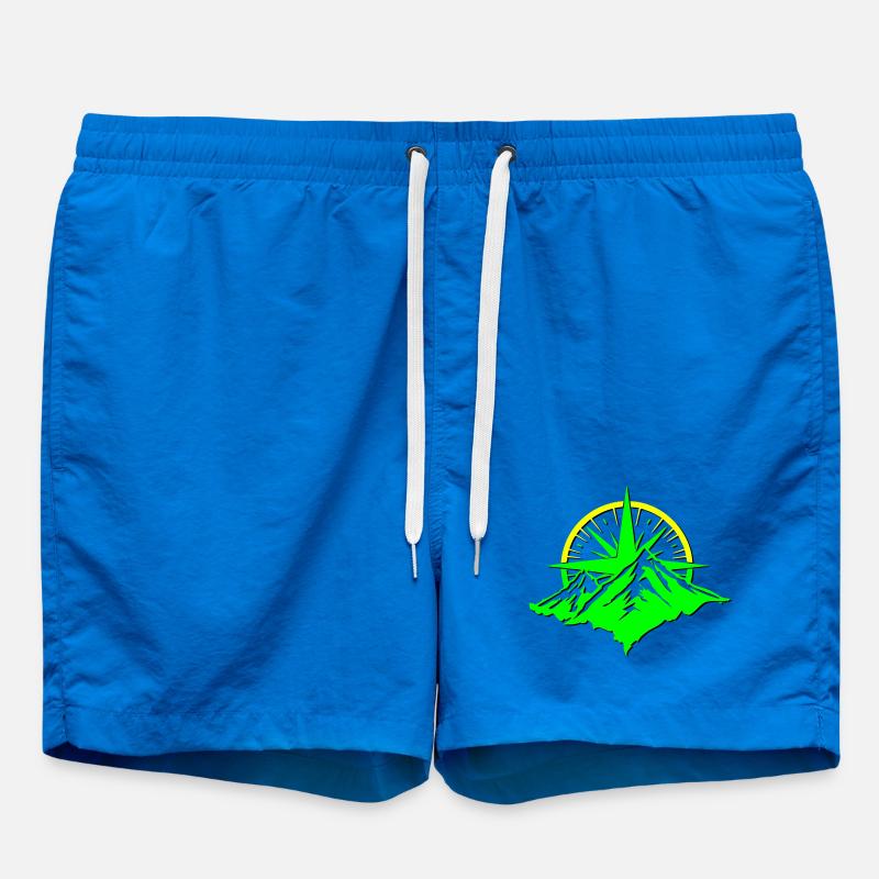 Compass With Mountain Silhouette - Badeshorts - Cobalt blue