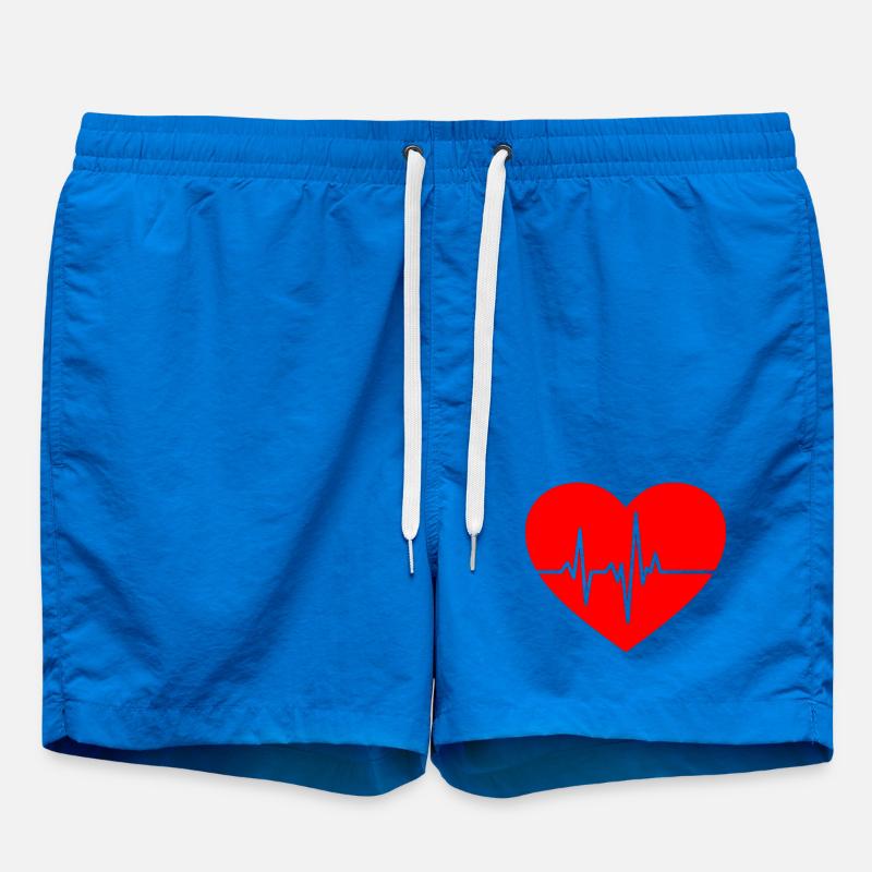 Heartbeat design with ECG line - Swim Trunks - cobalt blue