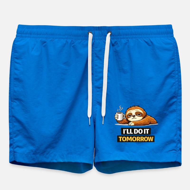 Procrastination Sloth with Coffee - Swim Trunks - cobalt blue