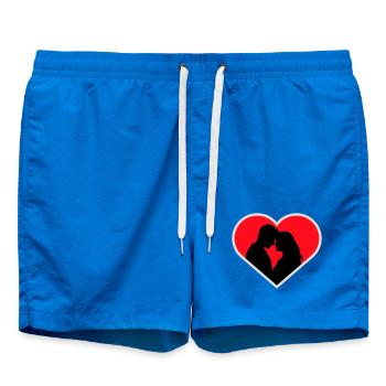 Couple Silhouette Love Romance Valentine's Day Boyfriend - Swim Trunks - cobalt blue - Front