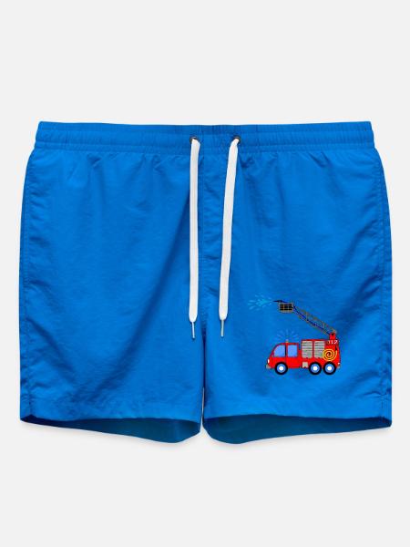 Brandweerwagen met ladder en waterkinderen - Zwemshorts - cobalt blue