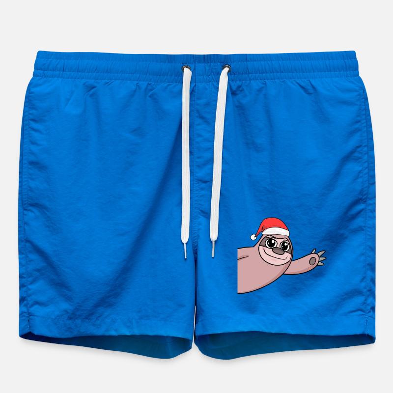 Sloth Christmas Hello Greeting - Swim Trunks - cobalt blue