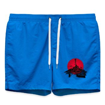 Japanische Landschaft schwarz und rote Sonne - Badeshorts - Cobalt blue - Vorne