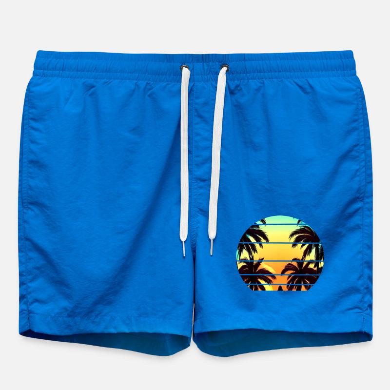 Sunset under palm trees - Swim Trunks - cobalt blue