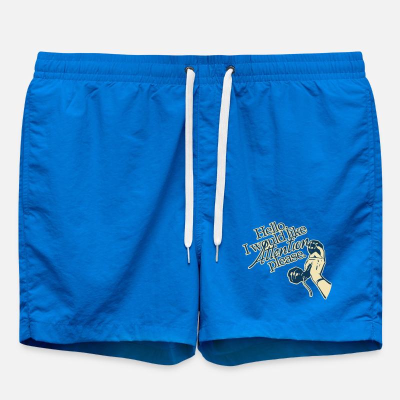 Hello, I Need Attention – Retro Statement - Badeshorts - Cobalt blue