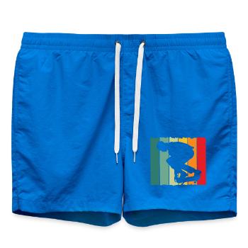 Skateboard Skater Retro Vintage Skaten Geschenk - Badeshorts - Cobalt blue - Vorne - AI Model Male 185 light (185cm)