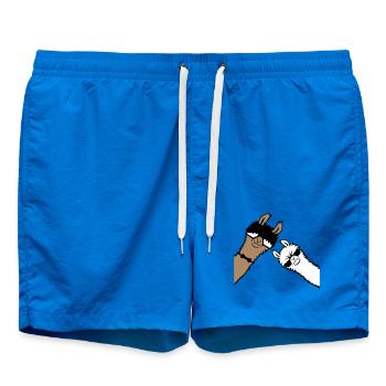 2 Coole Lamas Sonnenbrillen Lustige Nerd Freunde - Badeshorts - Cobalt blue - Vorne