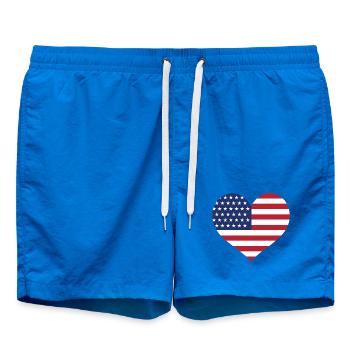 USA Flag Heart - Swim Trunks - cobalt blue - Front