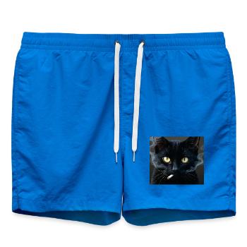 Smoking Cat Generation Z Meme Cat Smoking - Swim Trunks - cobalt blue - Front