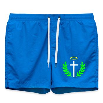 christliches-kreuz-heiligenschein-lorbeer-1 - Badeshorts - Cobalt blue - Vorne