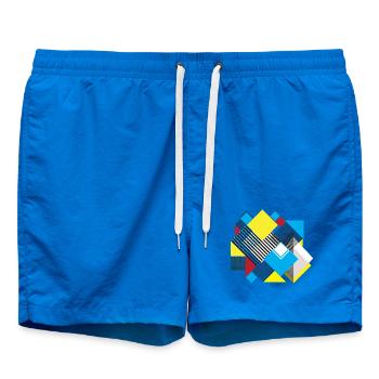 Geometric Color Square Composition - Swim Trunks - cobalt blue - Front