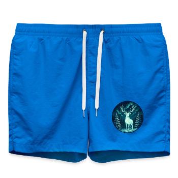 Northern Lights Moose in the forest - Swim Trunks - cobalt blue - Front