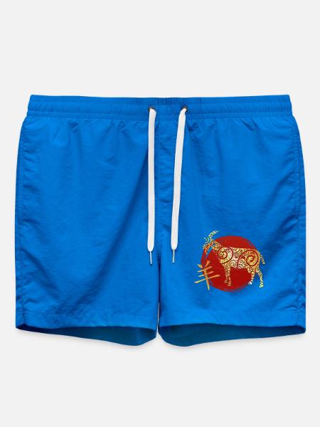 Goat Chinese Zodiac Horoscope - Swim Trunks - cobalt blue