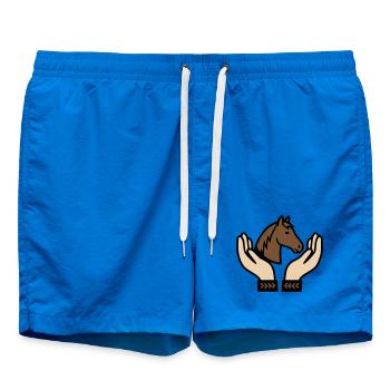 Hands Holding Horse Equestrian - Swim Trunks - cobalt blue - Front