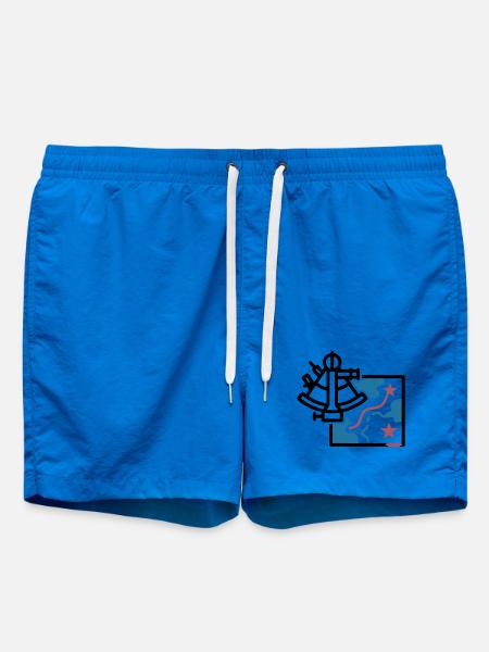 Sextant Navigation Map Vector - Swim Trunks - cobalt blue