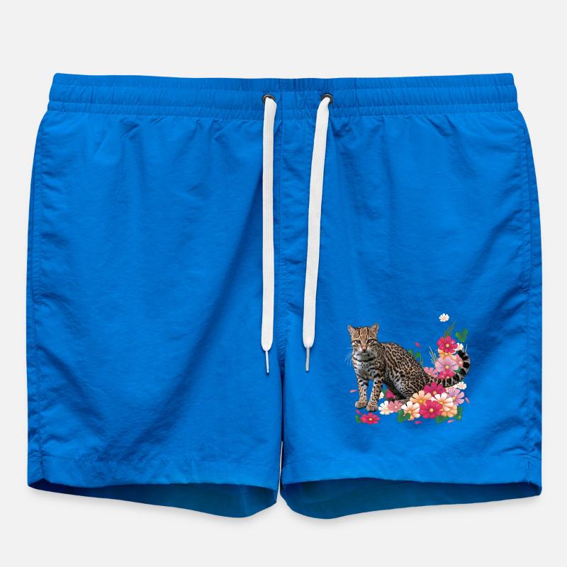 Léopard fleuri avec des fleurs - Short de bain - cobalt blue
