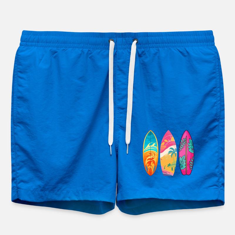Surf Tropic Colorful Triptych - Swim Trunks - cobalt blue