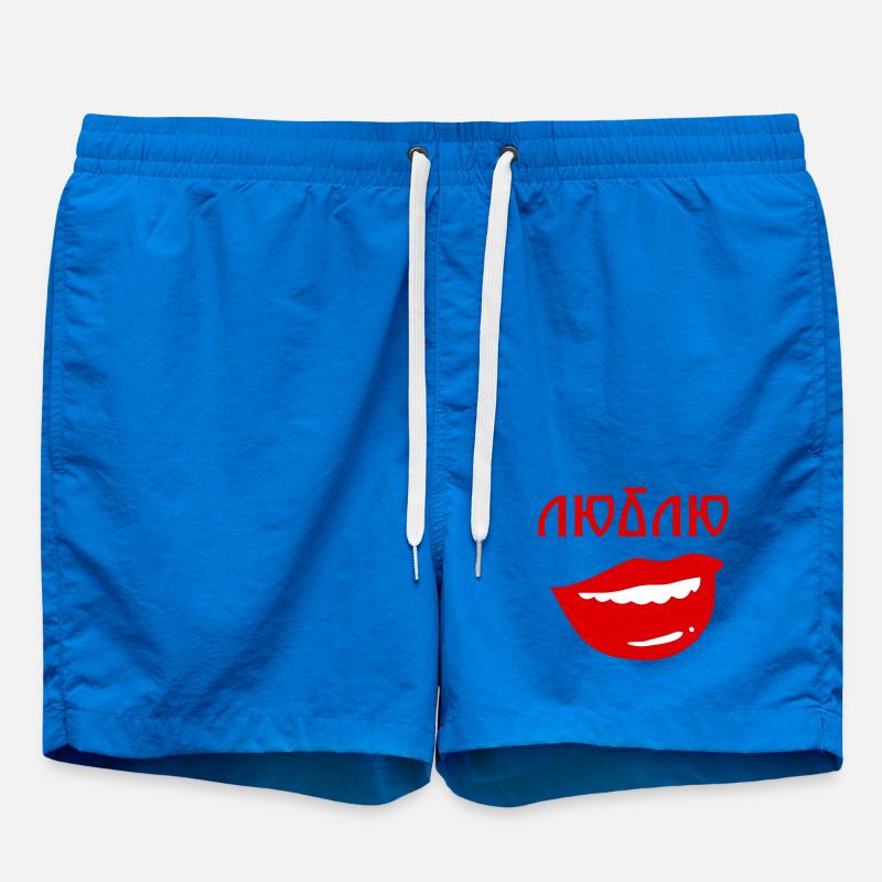 Lips with reverse text design - Swim Trunks - cobalt blue