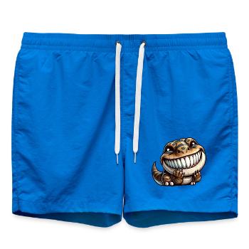 Cute Shy T-Rex Dinosaur Cartoon - Swim Trunks - cobalt blue - Front