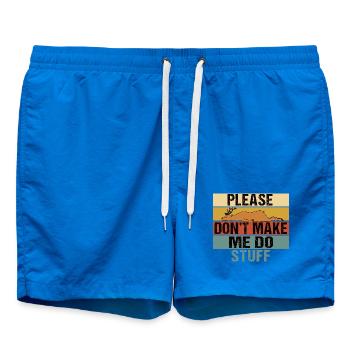 Lazy Sleeping Deer Please Don't Make Me Do Stuff - Swim Trunks - cobalt blue - Front