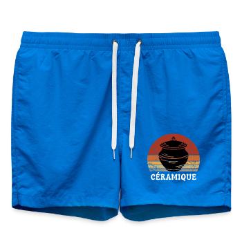 Céramique Rétro Vintage Artisan - Short de bain - cobalt blue - Devant - AI Model Male 185 light (185cm)