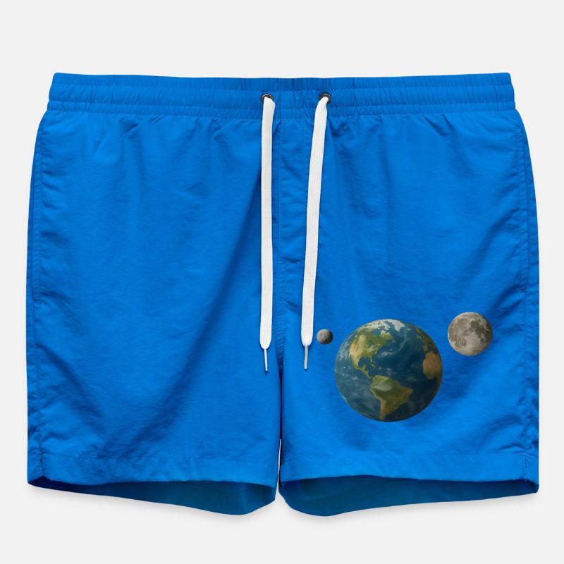 Earth with second moon 2025 PN7 - Swim Trunks - cobalt blue