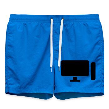 Minimal PC Setup Icon – Gamer Design - Badeshorts - Cobalt blue - Vorne
