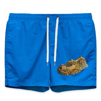 Great Wall of China on Rocky Hiking Trail - Swim Trunks - cobalt blue - Front