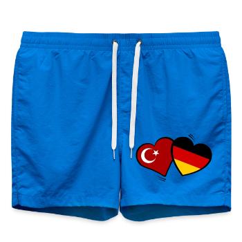 Türkei Deutschland Herzenflaggen - Badeshorts - Cobalt blue - Vorne - AI Model Male 185 light (185cm)