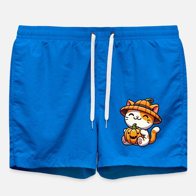 Lunatique Halloween chat citrouille chapeau - Short de bain - cobalt blue